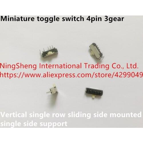 Original new 100% miniature toggle switch 4pin 3gear vertical single row sliding side mounted single side support