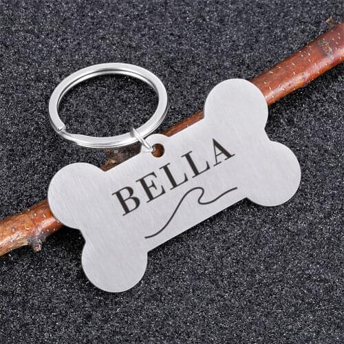 Personalized Keychain Dog Cat ID Tag Customized Keychains Engraved Tel Number Address for Love Pet Anti-lost Key Chain