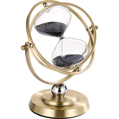 360 Degree Rotating Hourglass European Metal Sand Timer 60 Minute Sand Clock Vintage Brass Sandglass Home Office Kitchen Timer