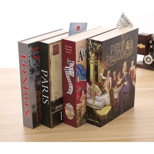 Fake Book Safes Key Lock Hidden Secret Storage Box Steel Classic Book Style Password Lock Safety Box Piggy Bank Kid Gift
