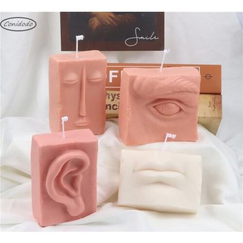 Ear Mouth Eye Face Body Art Candle Mold Abstract Human Face Soap Vessel Tray Handmade Silicone Mold