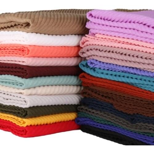 85x180cm Popular Large Size TR Cotton Scarf Pleated Crinkle Womens Hijab Muslim Head Wrap Wrinkle Shawl Scarves Plain Colours