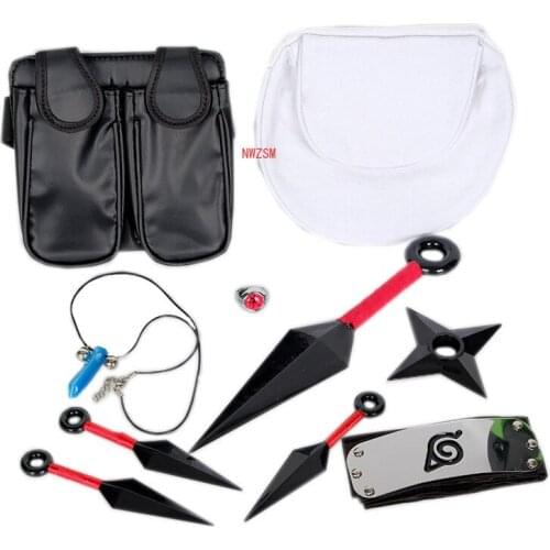 Anime Akatsuki Headband Cosplay Accessories toys Props Itachi Akatsuki Ring Necklace Sword In Hand Ninjathrow Set