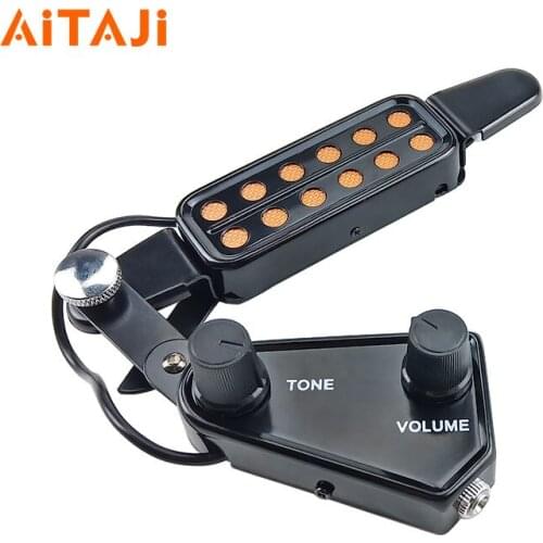 AITAJI Guitar Pickup 12 Sound Hole Musical Instrument Pick-up Ballad Tone Adjustable Volume Controller For Metal Strings