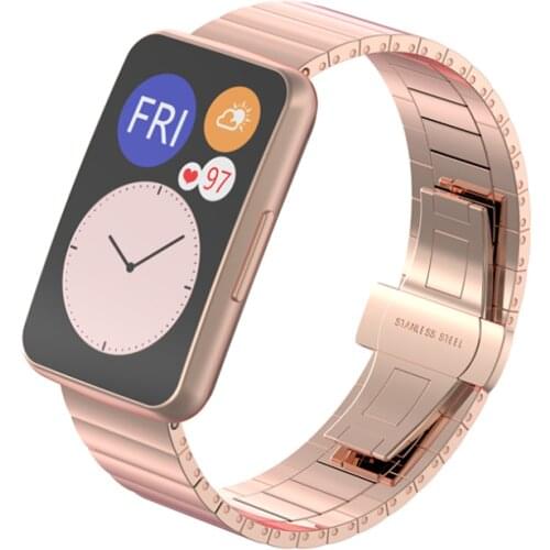 Metal watchband For Huawei Watch Fit Strap Stainless Steel One-Bead High Quality Women Men band for Huawei Fit Smart Watch Strap