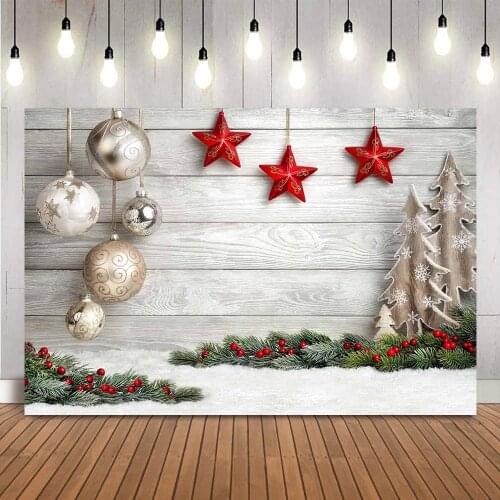 Christmas ball retro wooden wall backdrop for photography Merry Christmas Winter Snow Photo Background X-mas Supplies Photocall
