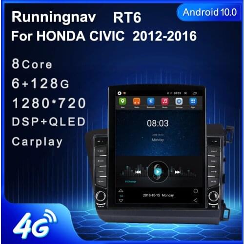 Runningnav For HONDA CIVIC 2012 - 2015 2016 RHD Tesla Type Android Car Radio Multimedia Video Player Navigation GPS