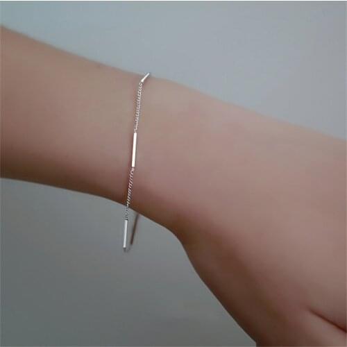 925 Sterling Silver Link Chain Charm Bracelet &Bangle For Women Girls Wedding Jewelry Party SL399