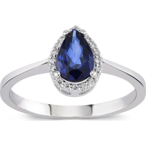 Symbol Gold 0.87 Carat Diamond Sapphire Ring Baguette Chic Jewelry Lover Rings Engagement Anniversary Wedding For Women