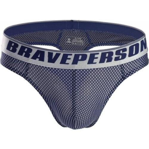 New Fashion Brand Brave Person Sexy Underwear Men Gay Briefs Male Panties Breathable Low-waist Bikini Briefs Nylon Underpants