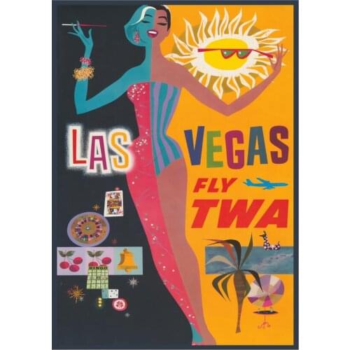 Vintage Travel Retro Las Vegas USA Art Film Print Silk Poster Home Wall Decor 24x36inch