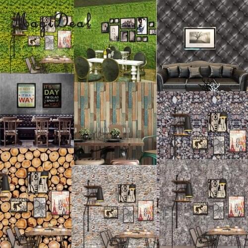 Waterproof Self-Adhesive 3D Wall Paper Rustic Stone Brick Pattern Home Living Room Wall Decal Stickers Door Stickers Counter Top