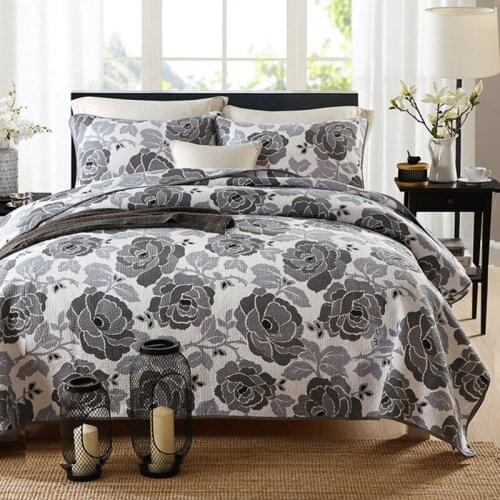 Quality Printed Quilt Set 3PCS Bedspreads Cotton Quilts Bed Covers Pillowcase Blanket For Bed Queen King Quilted Coverlet