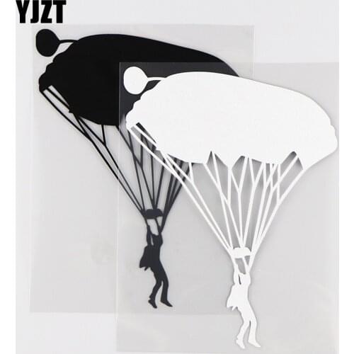 YJZT 12X15.5CM Parachute Car Sticker Skydiving Sport Extreme Art Mural Vinyl Decal Black / Silver 10A-0322