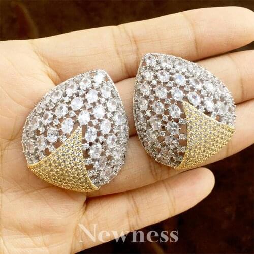 Newness Brand Wedding Jewelry Fashion High Quality Full Cubic Zirconia Stud Earrings for Women Crystal Party Jewelry