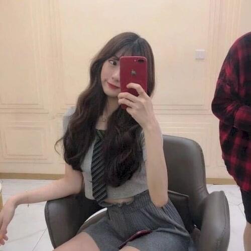 Womens Suit Skirt 2021 Summer New Korean Necktie Short Sleeve T-shirt Two Piece Set of High Waist Wide Leg Shorts Punk Clothes