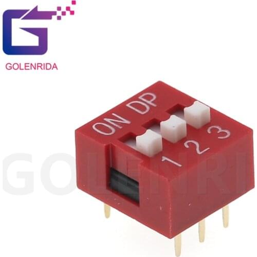 10PCS DIP Switch 3 bit Way 2.54mm Toggle Switch Red Snap Switch
