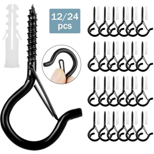 12/24 Pcs Q-Hanger Hooks String Lights Outdoor Screw Hook Safety Hanging Clip Wire Led Lights for Home Garage Decoration Hanging