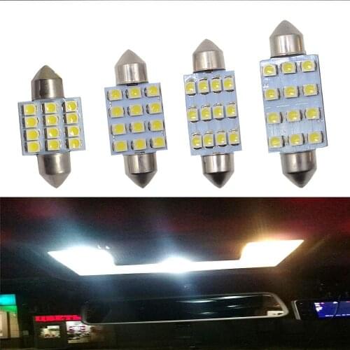 1X White 31mm 36mm 39mm 41mm DC 12V C5W C10W 1210 3528 12Smd Festoon Dome Reading LED Auto Panel Reading License Lamp Wedge bulb