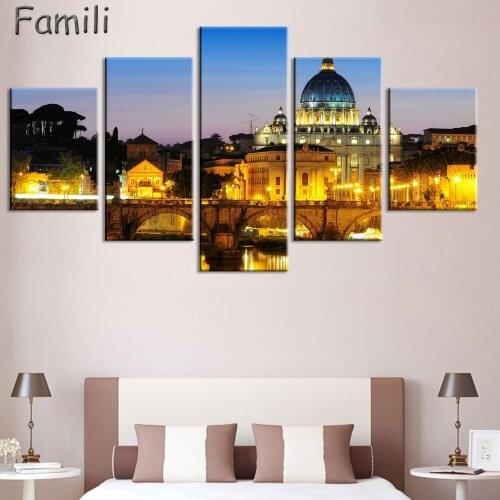 5Panel canvas fabric poster print Italy beautiful landscapes for wall art room decor home decoration,quadro decorativo,art print