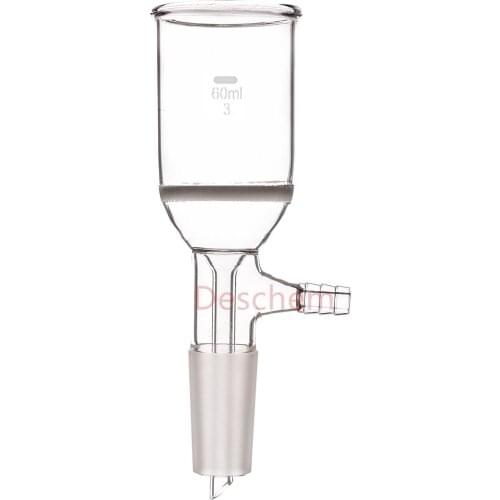 60ml,24/40,Glass Buchner Filter Funnel,3# Coarse filter,Vacuum Hose Connection