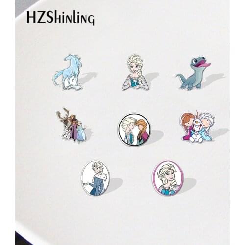 Frozen Elsa cartoon sticker Acrylic Lapel Pins Cartoon Badges Resin Epoxy Pins Deco for Jewelry Accessories