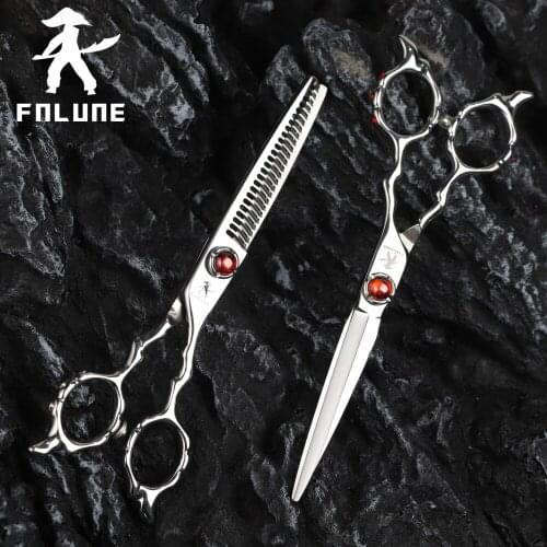 FnLune Tungsten Steel Professional Hair Salon Scissors Cut Barber Accessories Haircut Thinning Shear Hairdressing Tools Scissors