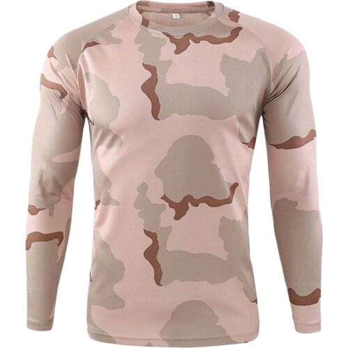 Camouflage Printed Gyms T Shirt Men Workout Slim Fit Fitness T Shirt Outdoor Long Sleeve Streetwear Casual Muscle Sports Tops