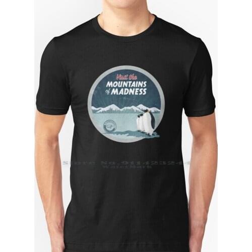 Visit The Mountains Of Madness-Round T Shirt 100% Pure Cotton Mountains Of Madness H P Antarctica Penguins Vintage Travel
