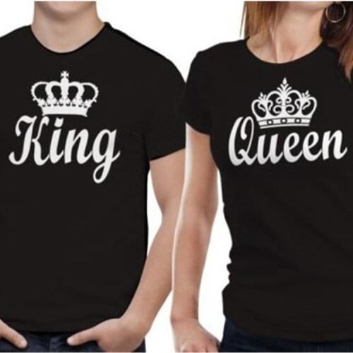 Couple T Shirt King Queen Letter Print Lovers TShirt Short Sleeve O Neck Loose Tshirt Summer Women Man Tee Shirt Tops Clothes