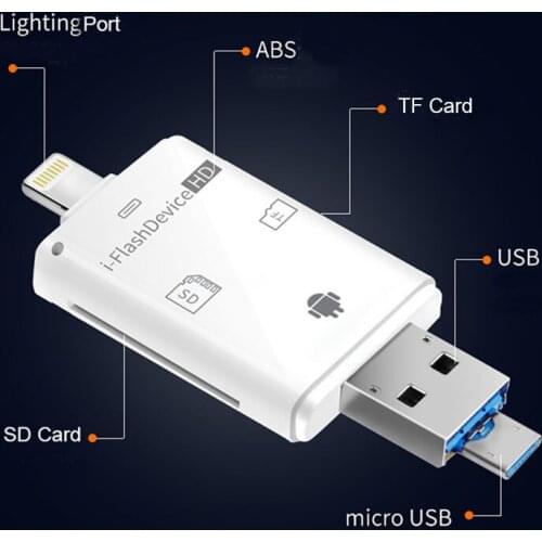 3in1 Card Reader for IOS Android Windows USB 2.0 SD/Micro SD TF OTG Smart Memory Card Adapter for iPhone iPad Android Cardreader