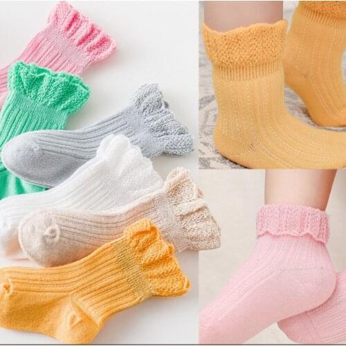 3Pcs Newborn Baby Socks Non-Slip Lace Keep Warm Cotton Boy Girl Crew Socks Children Loose Summer Cute Small Childrens Sock