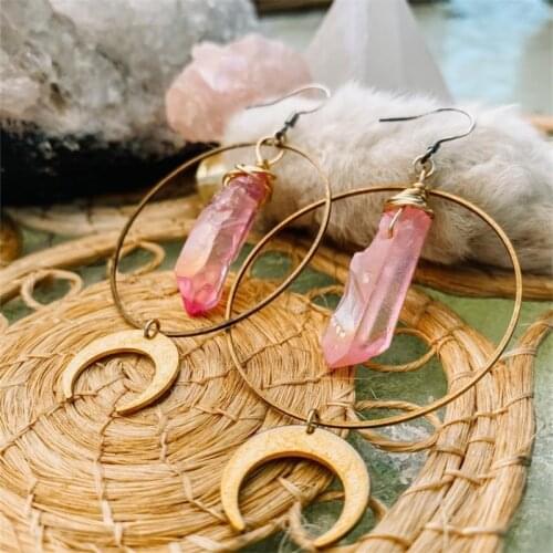 Fashion Irregular Crystal Drop Earrings for Women Colorful Natural Stone Nugget Earrings Dangle Statement Eardrop Female Jewelry