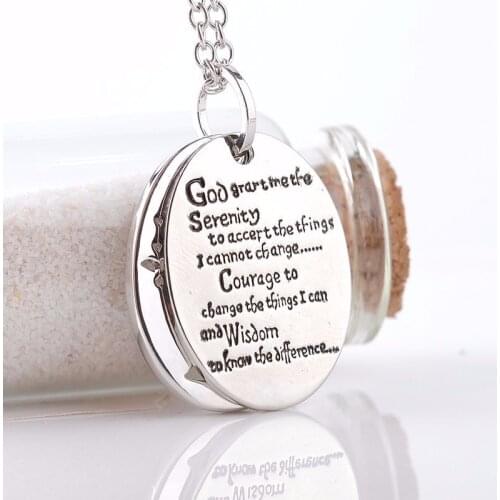 Tree of Life Round Card God Serenity Bible Prayer Pendant Elliptical Necklace Women With Chain Birutria Jewelry Pendant Gifts