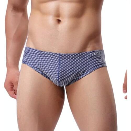 Mens Low-Waist Briefs Ice Silk Nylon Sexy Gay Men Underwear U Convex Design Underpants Men Wholesale Breathable Sexy Briefs