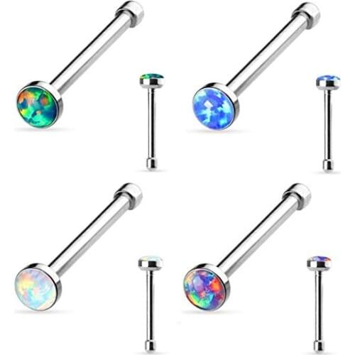 Set of 4 Opal Flat Top Surgical Steel Nose Studs