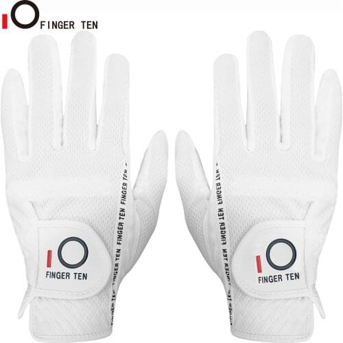 Finger Ten Golf Gloves Mens Left Hand Right Rain Grip Hot Wet Breathable Micro Fiber Gloves Black OUtdoor Golfer 1 Pc L ML XL