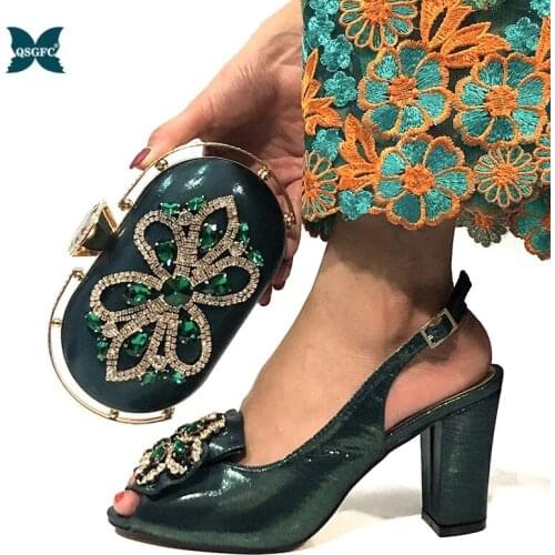 New Ladies Italian design Shoes and Bag Set Decorated with Rhinestone Shoes and Matching Purse for Women Party Women Shoes