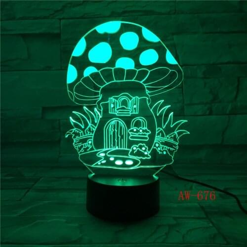 New Spotted Mushroom 3D Visual Touch Desk Table Light LED Acrylic Lamp Creative led night light Bedroom Decoration Light AW-676