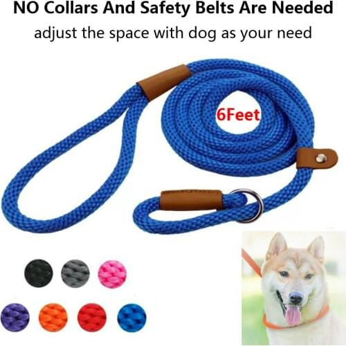 Dog Leash 6 Feet Rope Leashes Durable High Strength Polyester Material Soft Wear-Resistant Slip Lead Ring Design Easy to Slip on
