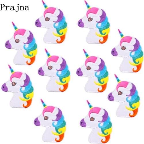 Prajna Cartoon Unicorn Patches Embroidered Appliques Hippies Stickers Stripe On Clothing Ornament Handicraft Wholesale Set Decal
