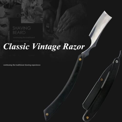 Retro Razors Are Made By Hand Stainless Steel Folding Straight Barber Razor For Face Ebony Handle Barber Tools G0804