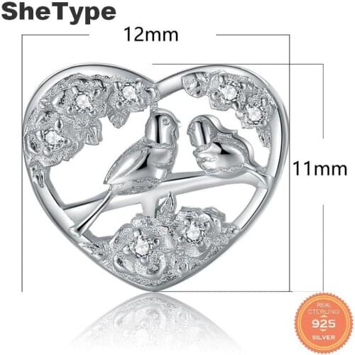 SheType Songbird 1.8g Charm Silver 925 Sterling Silver Gift For Mother Charms Jewelry DIY 2019