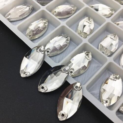 5x10 6x12 7x15 9x18 13x22 MM Navette Sew On Stone Crystal Clear Marquise Horse eye Sewing Glass Crystal Beads
