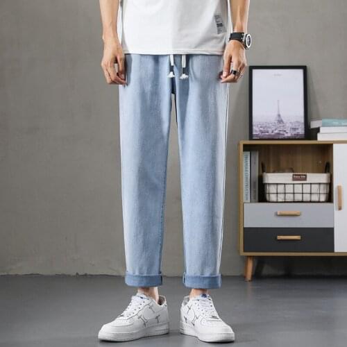 Light Blue Jeans New Loose Men Jeans Male Trousers Simple Design High Quality Cozy All-match Students Daily Casual Denim Pants