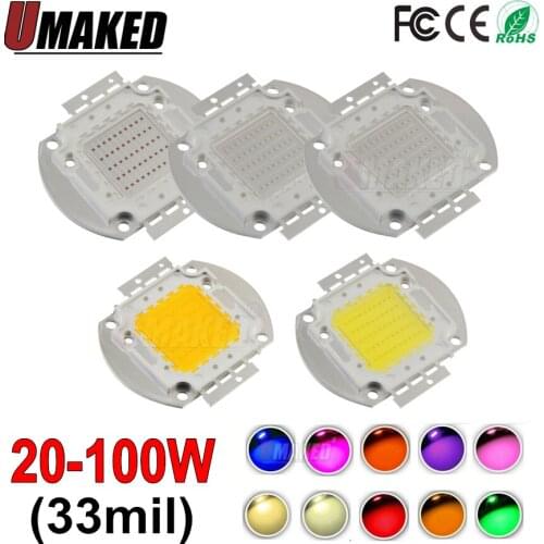 High Power 33mil Epistar LED Chip Warm Pure Cold White Lighting Beads 20W 30W 50W 100W Integrated Matrix Bulb COB Lamp