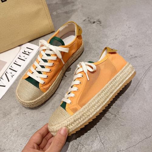 Apanzu 2021 Women Canvas lacing Vulcanized Shoes Female Summer New Hemp rope bottom Breathable Fashion Casual Comfort Shoes