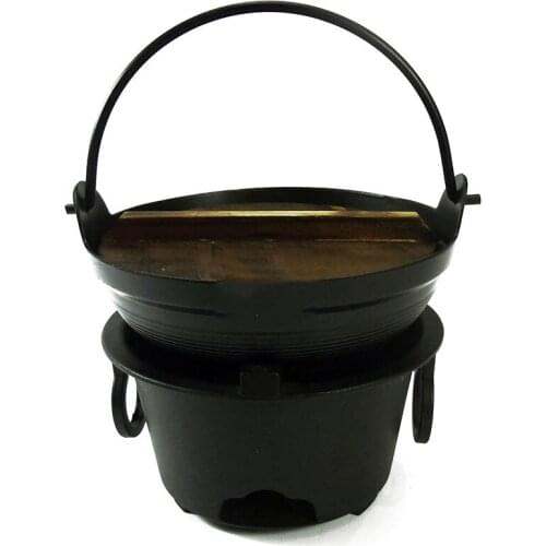 Vintage wooden hot pot set chafing dish holder liquid alcohol stove heater 19m black cooker Buffet server Food Tray Warmer