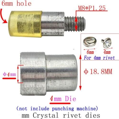1sets 4mm/7mm Crystal Rhinestone Rivets Dies Snap Tools for Manual Punching Machine for 6mm back base