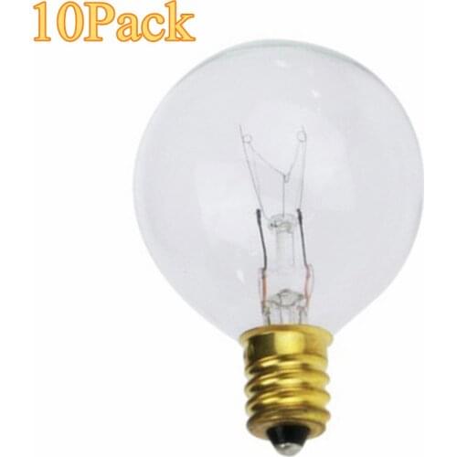 10X Clear Globe G40 Spare Bulbs, Warm Incandescent E12 Base Replacement Glass Bulb for G40 String Light
